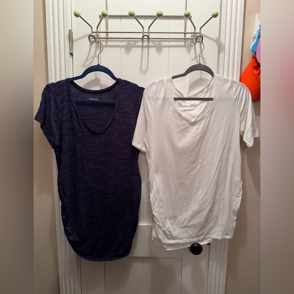 Motherhood Short Sleeve Tops - Navy and White